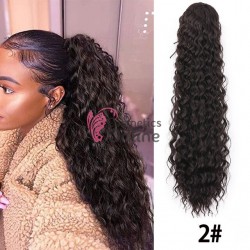 Extensie de par coada Afro Kinky Curly tip Mesa cu  elastic Saten Inchis de 55 cm LSDP222#